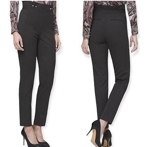 WHBM Pinstripe Tapered Relaxed Ankle Cinched Waist  Pants Size 4 High Waist Mom